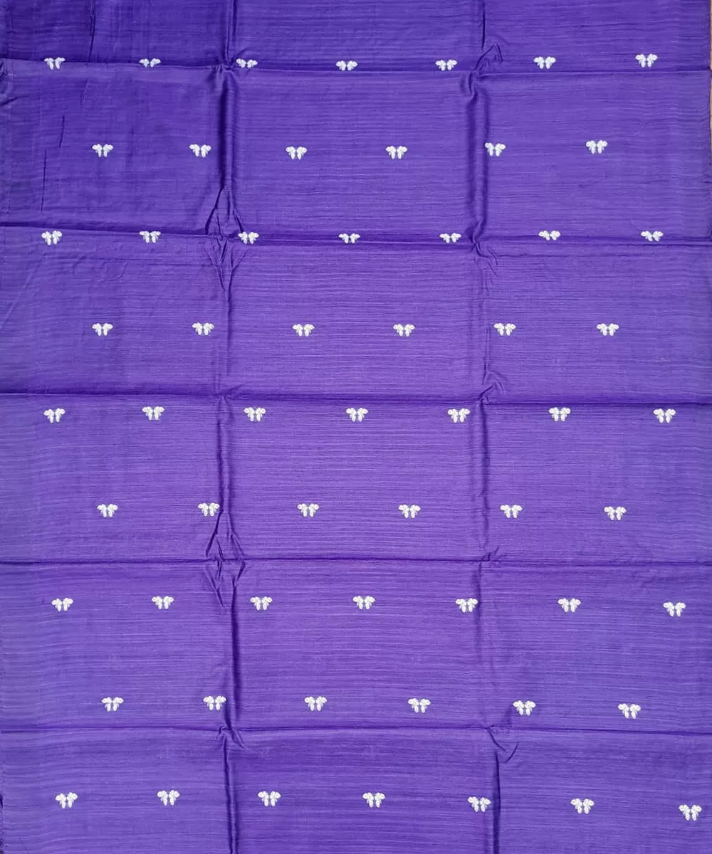 Purple offwhite tussar silk handloom gopalpur saree