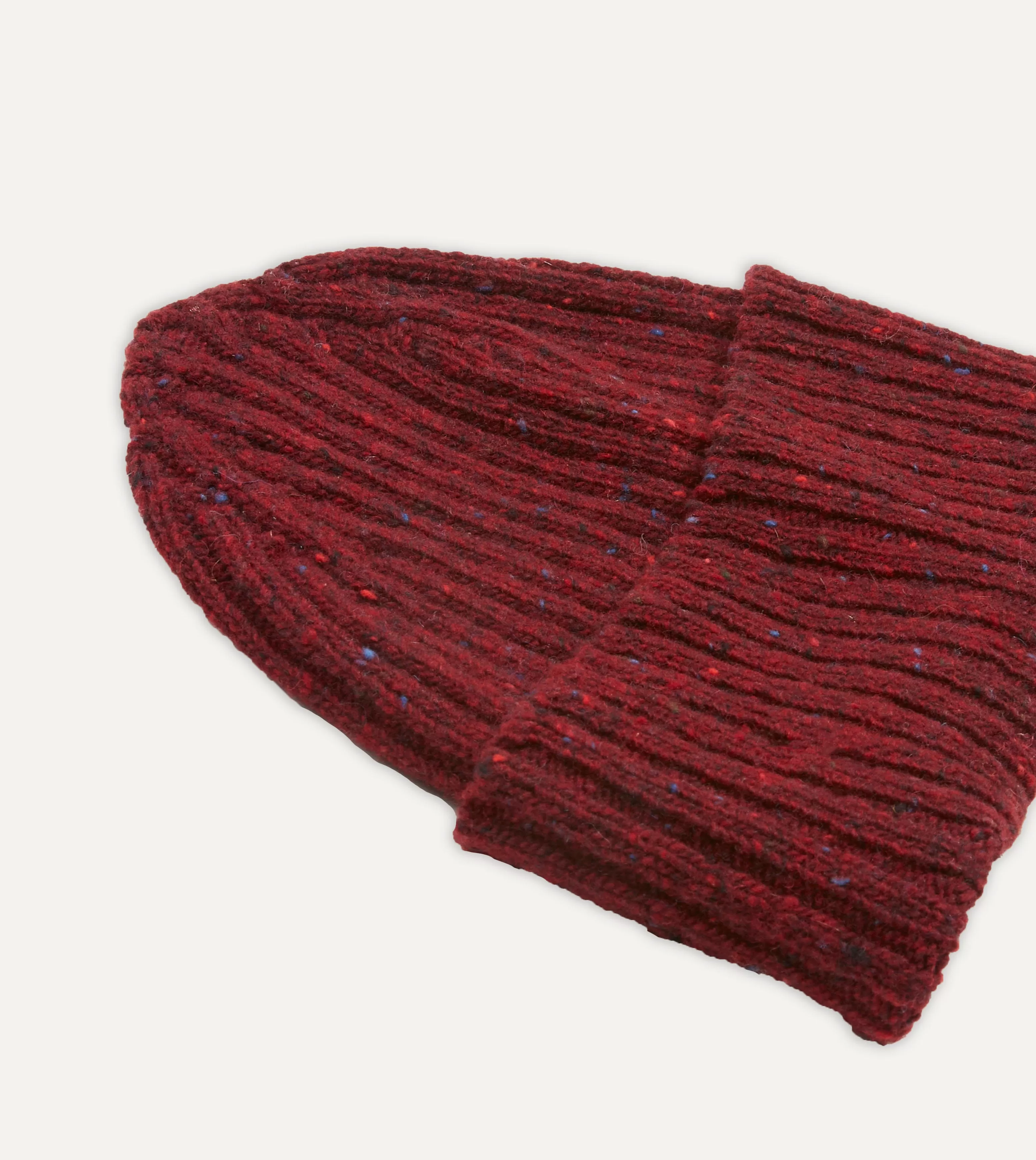 Red Donegal Ribbed Merino Knit Cap