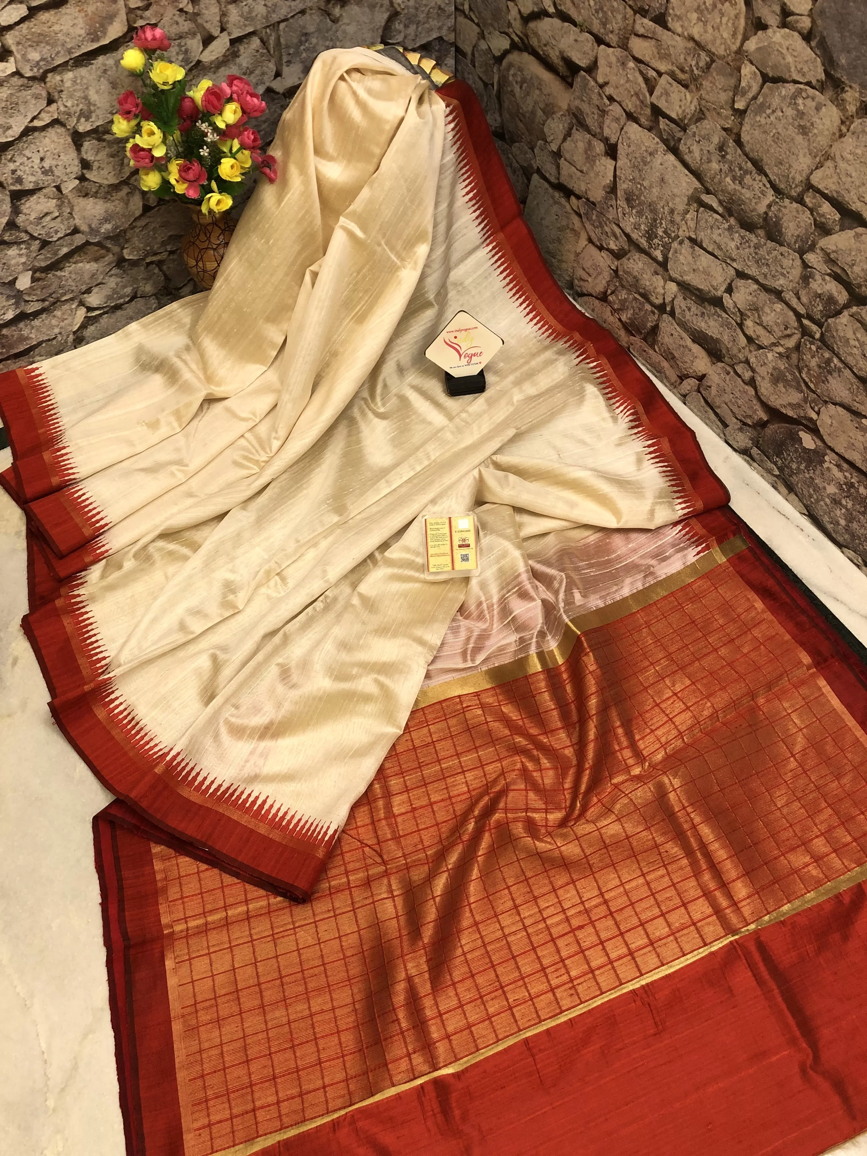 Regal Offwhite Color Pure Raw Silk Saree