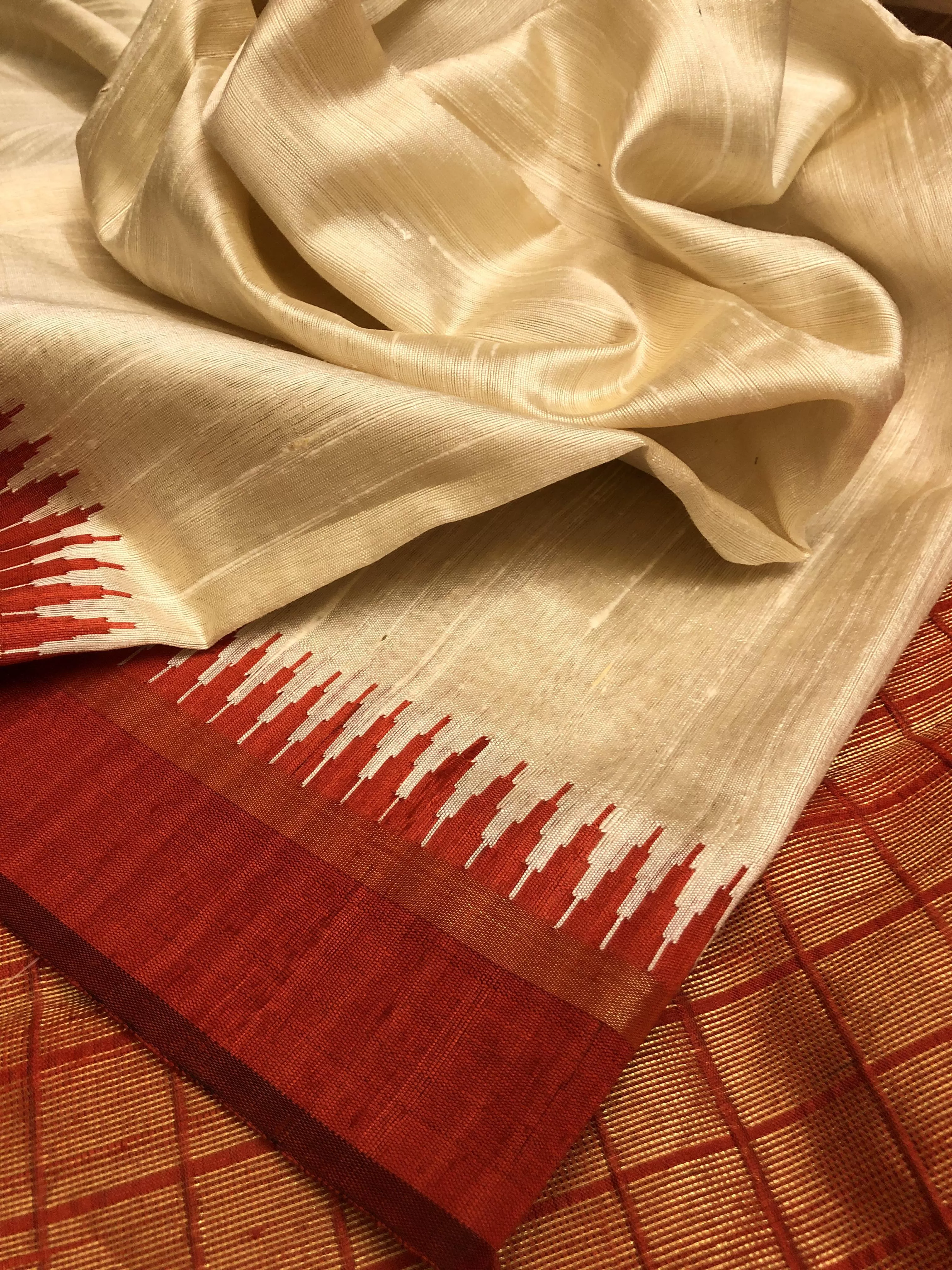 Regal Offwhite Color Pure Raw Silk Saree