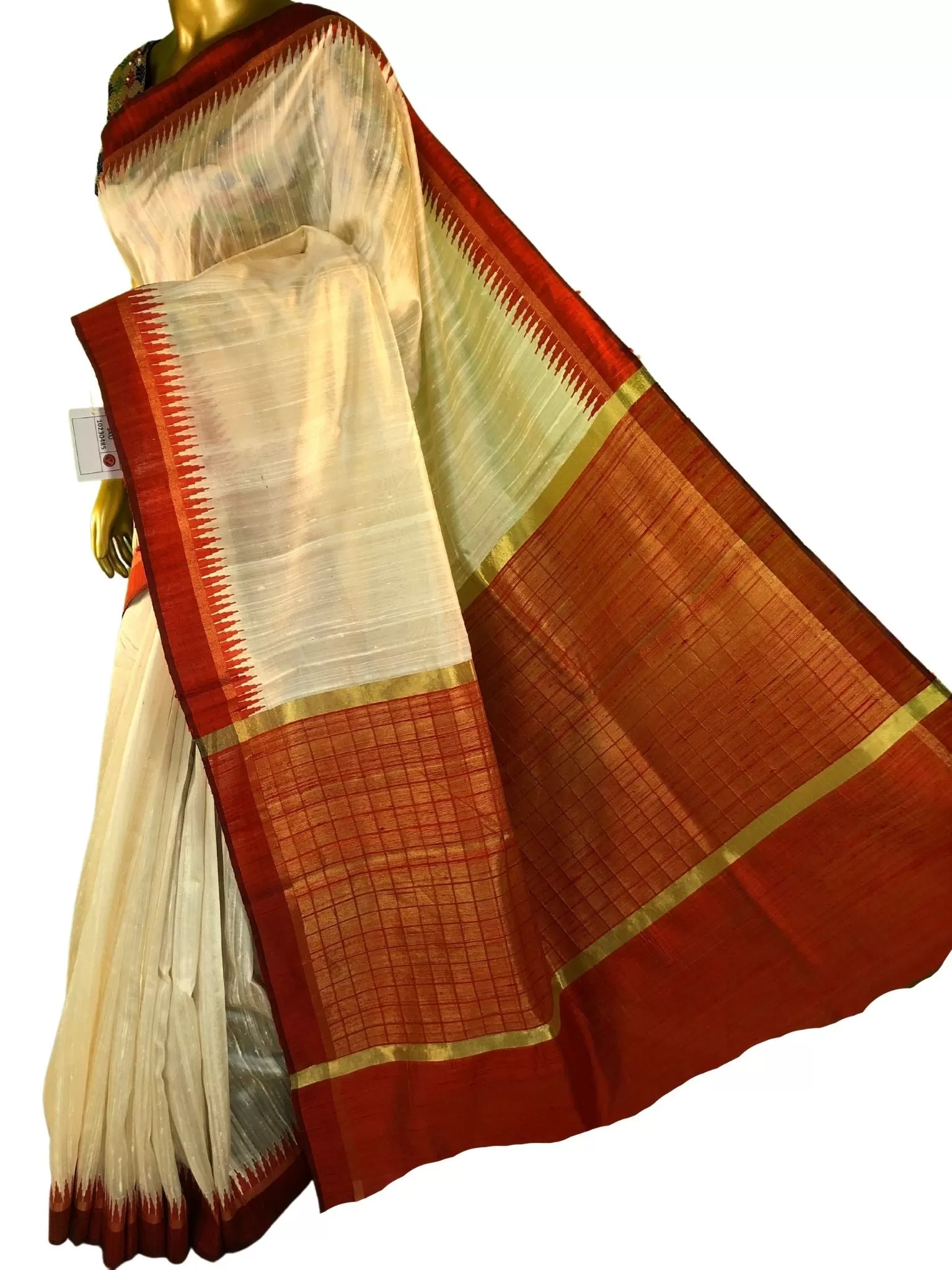 Regal Offwhite Color Pure Raw Silk Saree