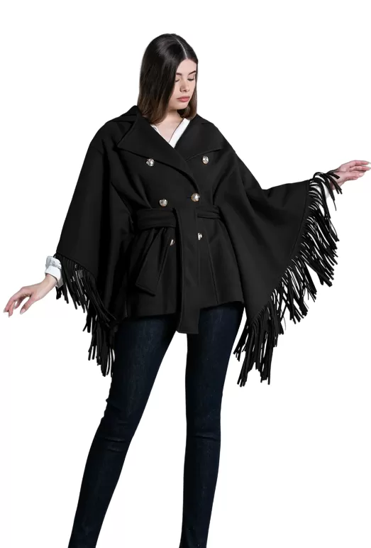 Relish Miuna RDA2205009047n black women's short coat with fringes