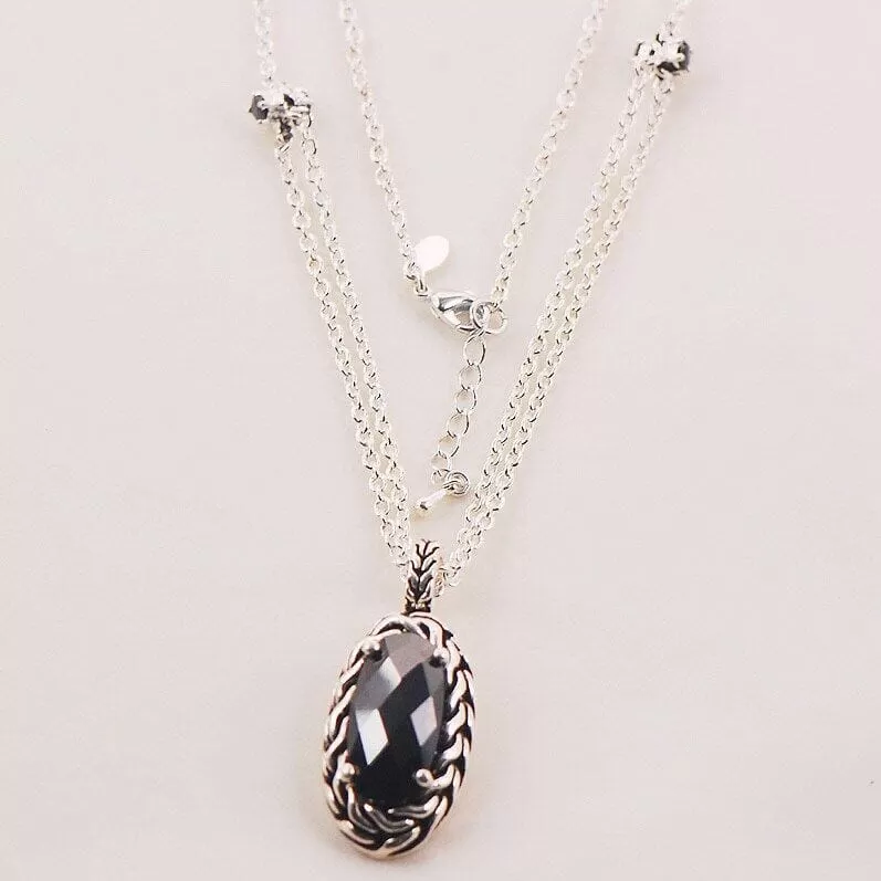 Romantic Black Onyx Necklace - 925 Sterling Silver