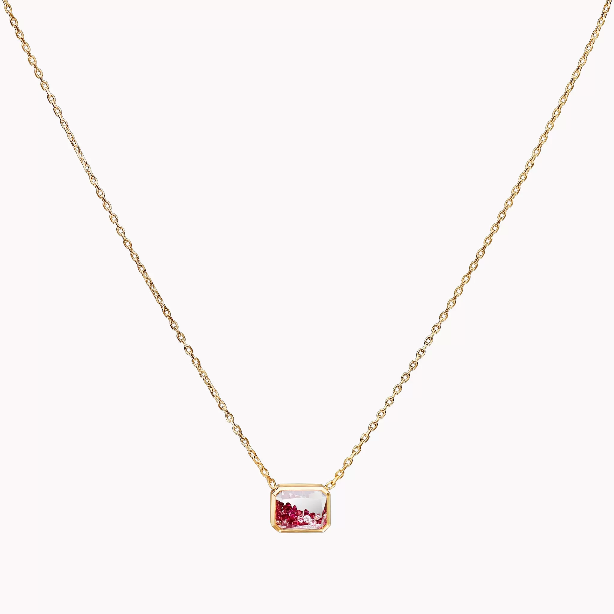 Ruby & Diamond Shaker Pendant Necklace