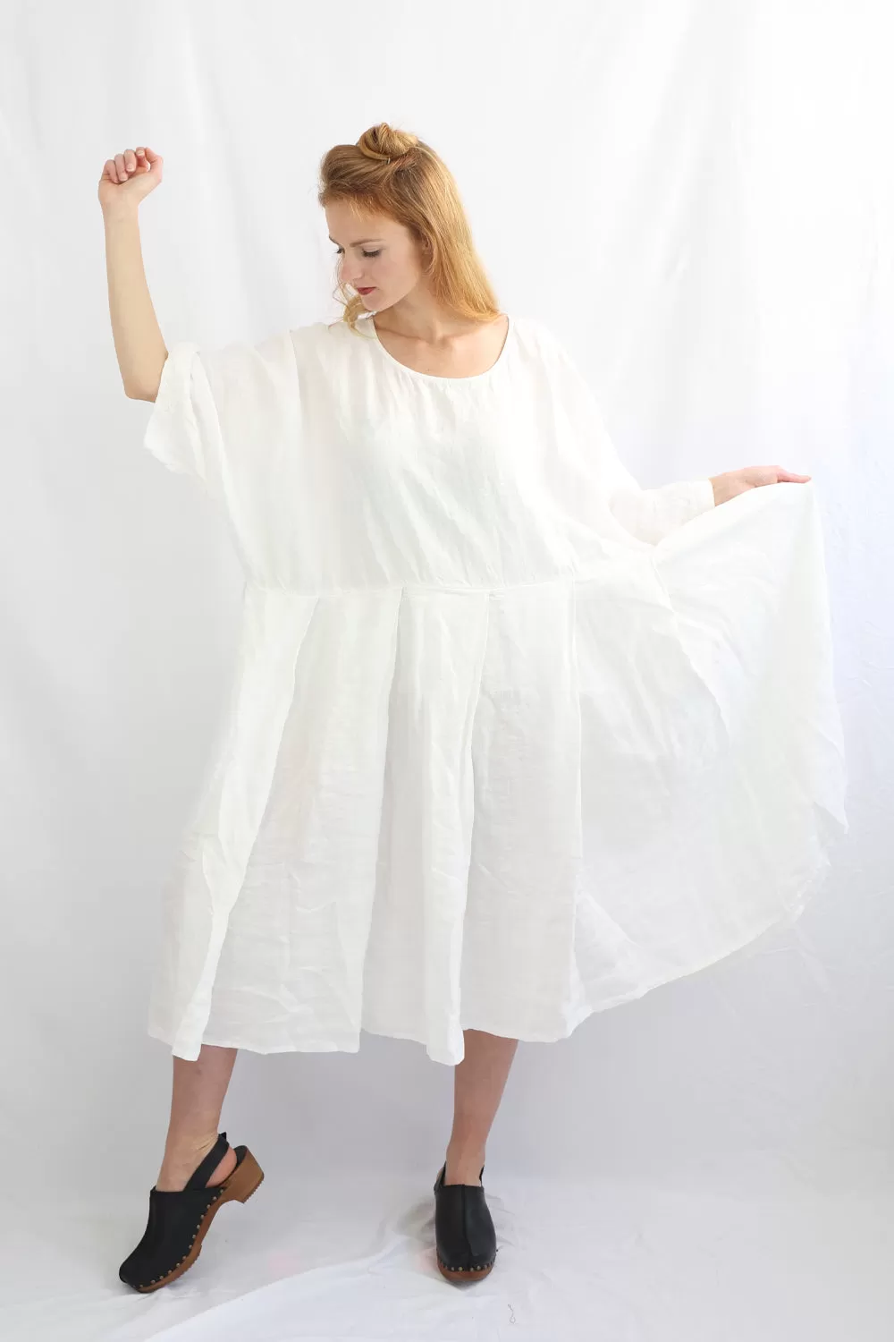 RUNDHOLZ BLACK LABEL OFF WHITE OVERSIZED LINEN DRESS