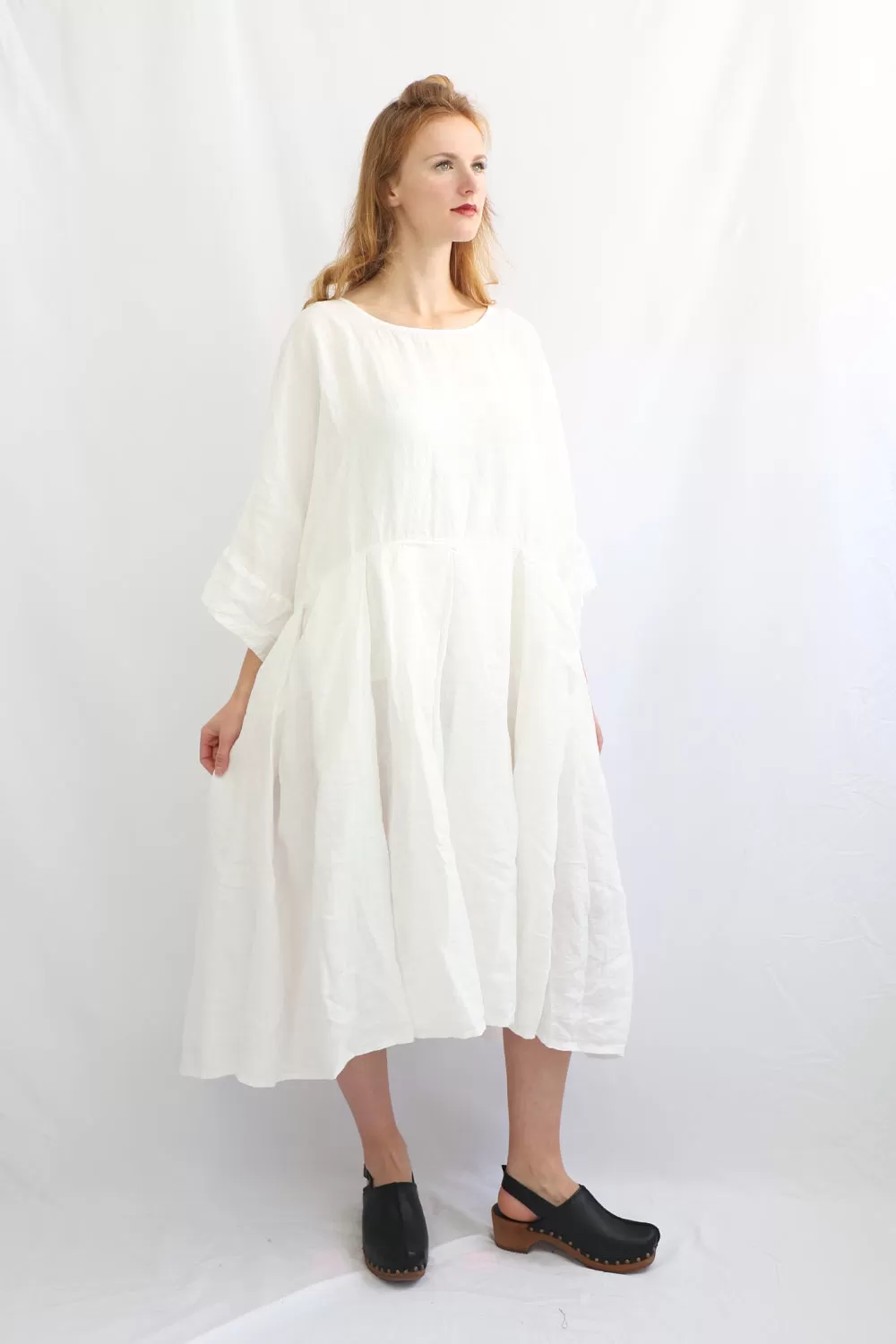 RUNDHOLZ BLACK LABEL OFF WHITE OVERSIZED LINEN DRESS