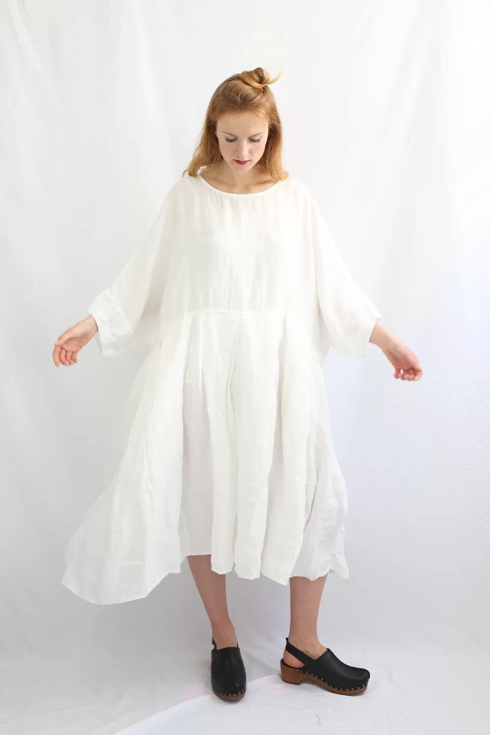 RUNDHOLZ BLACK LABEL OFF WHITE OVERSIZED LINEN DRESS