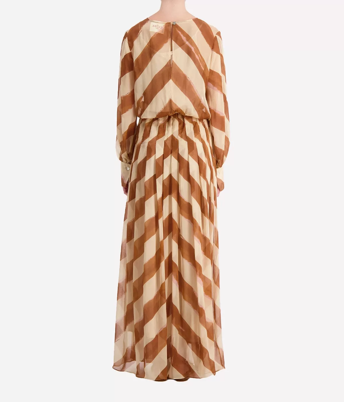 Santarcangelo Long Dress in Cream & Caramel