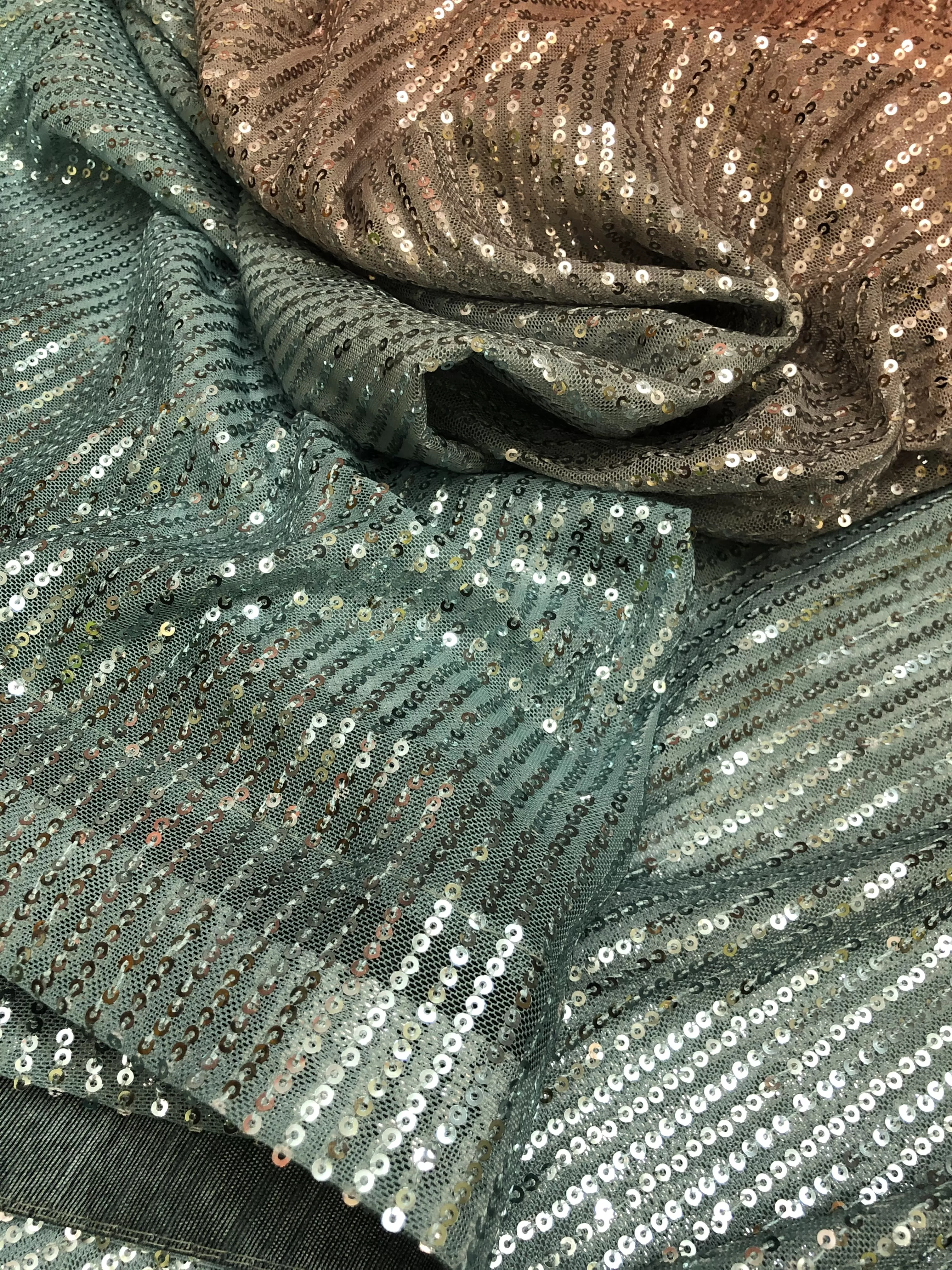 Sea Green and Peach Color Designer Net Saree with Sequin Weaving Work