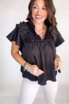 Seize The Day Black Ruffle Top