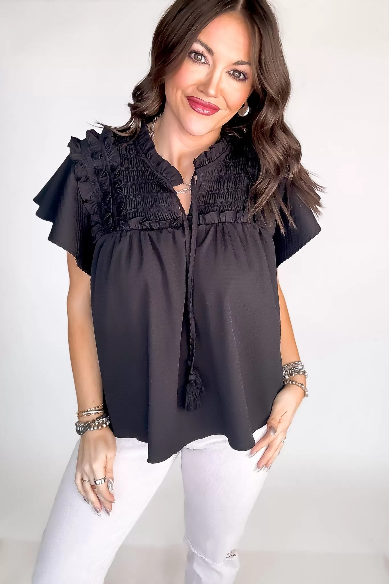 Seize The Day Black Ruffle Top