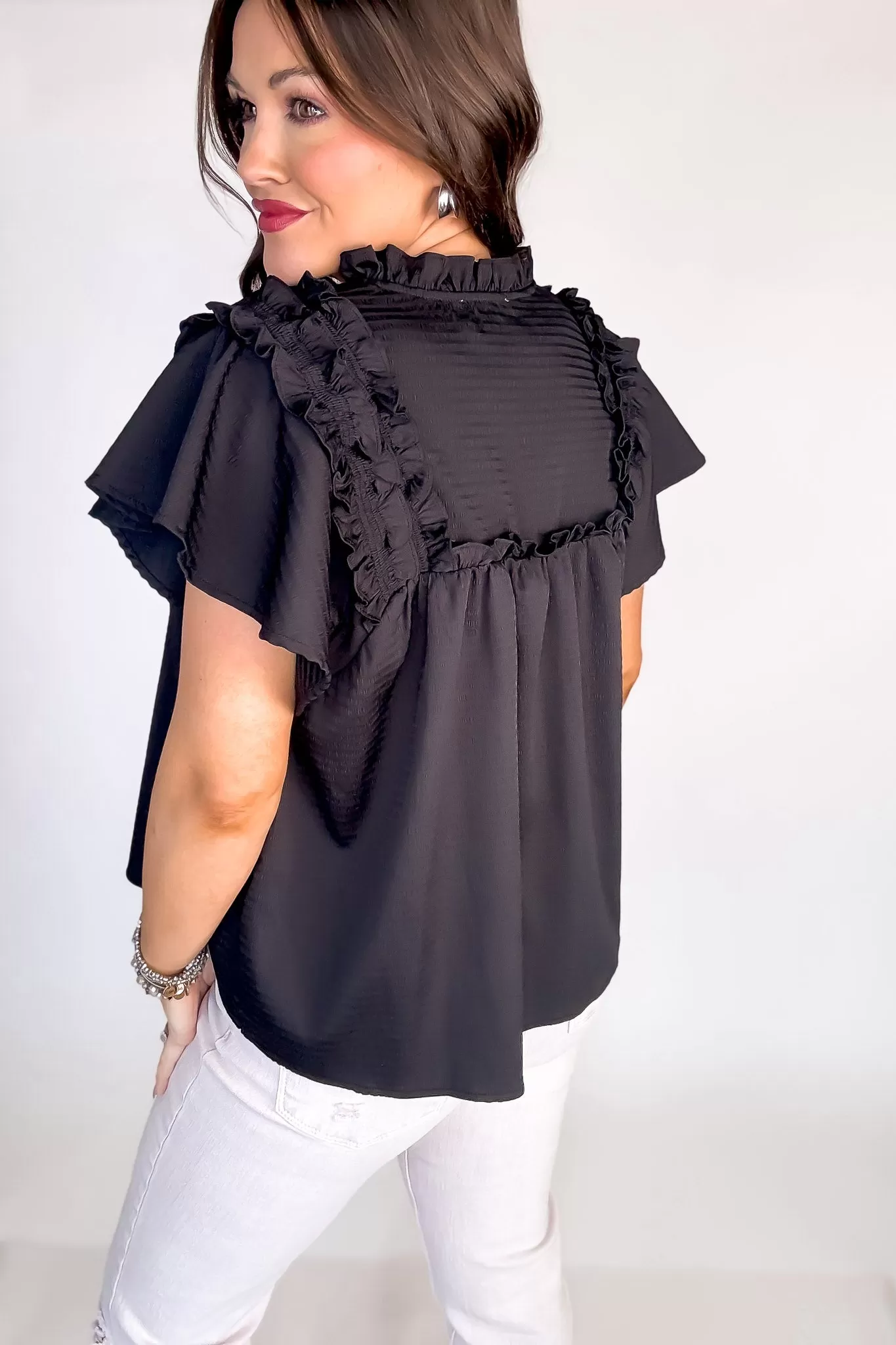 Seize The Day Black Ruffle Top