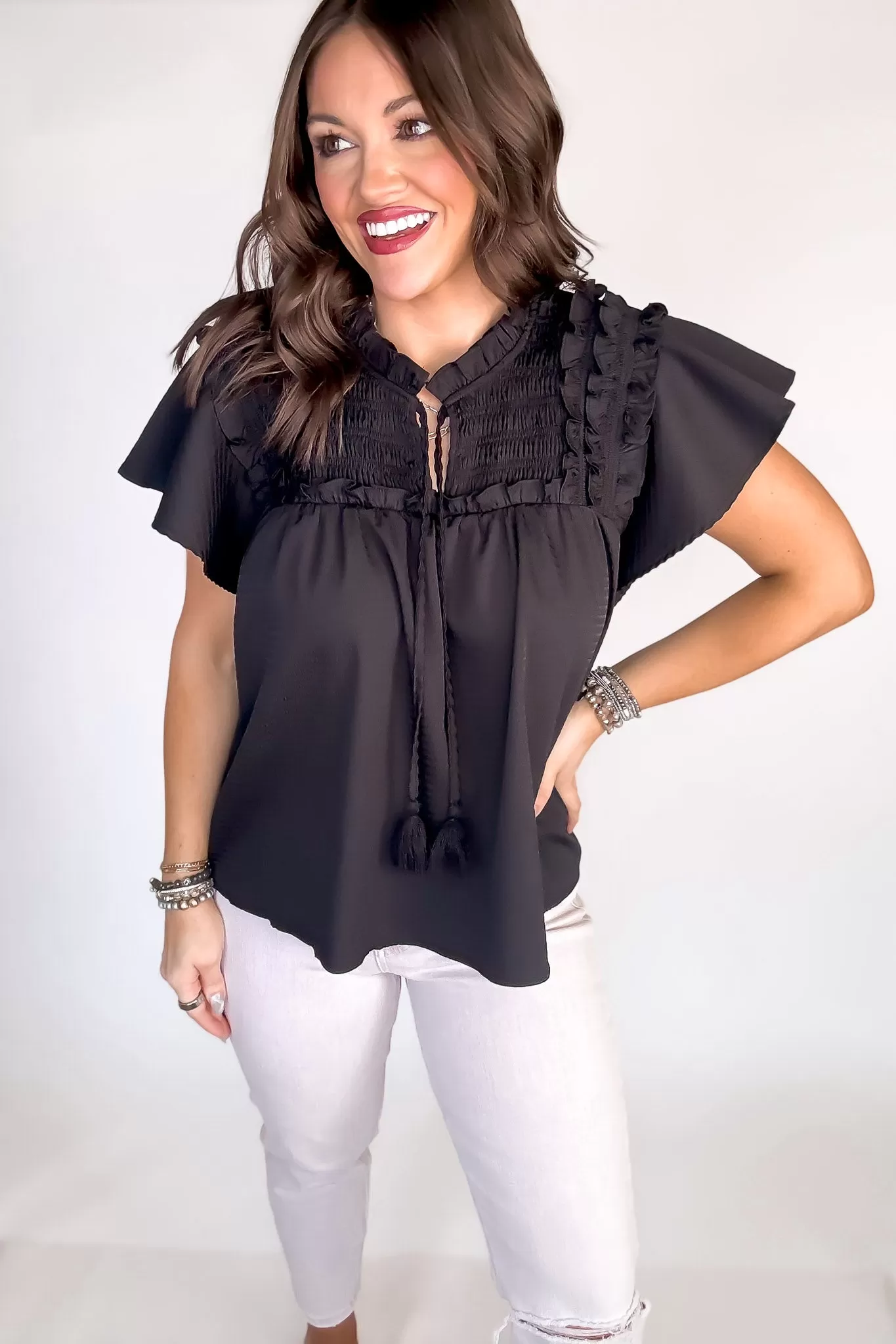 Seize The Day Black Ruffle Top