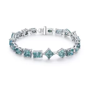 Shaped Square Heart Emerald Oval Silver Tennis Bracelet