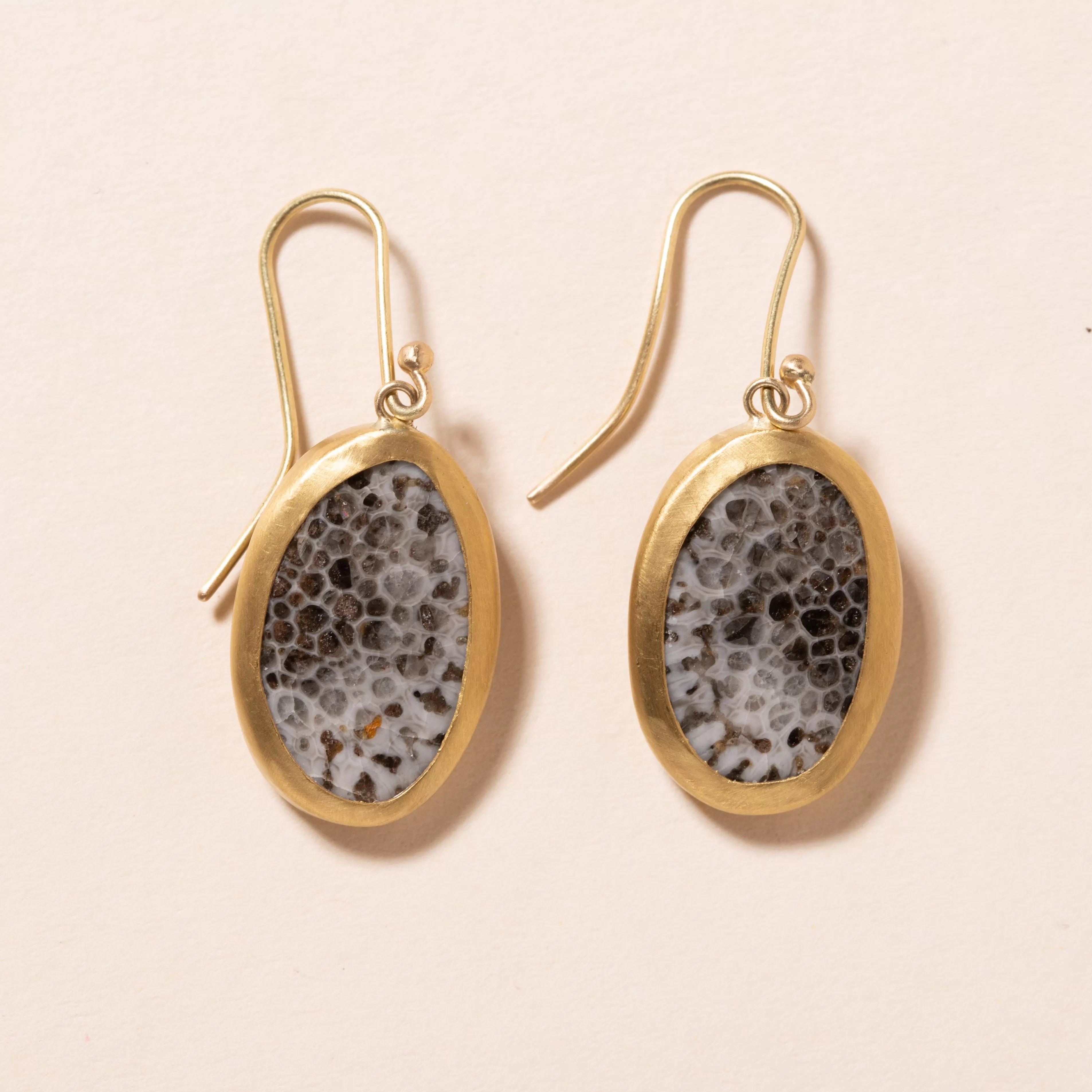 Single Fossilized Coral Earrings