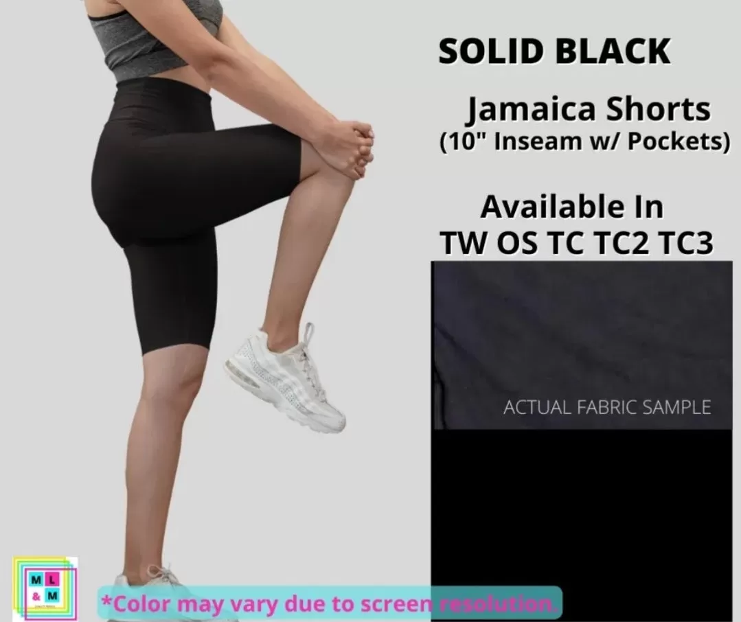 Solid Black 10 Jamaica Shorts