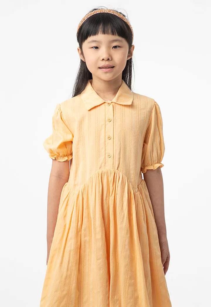 Solid Collared Drop Waist Casual Dress