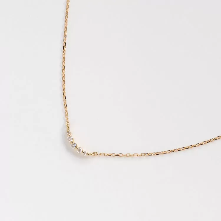 Solid Gold Diamond Arc Necklace