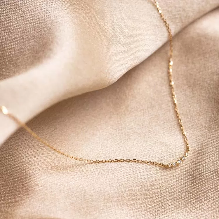 Solid Gold Diamond Arc Necklace