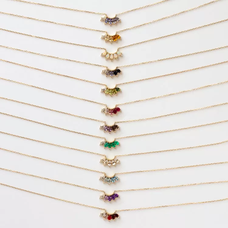 Solid Gold Ombre Birthstone Necklace