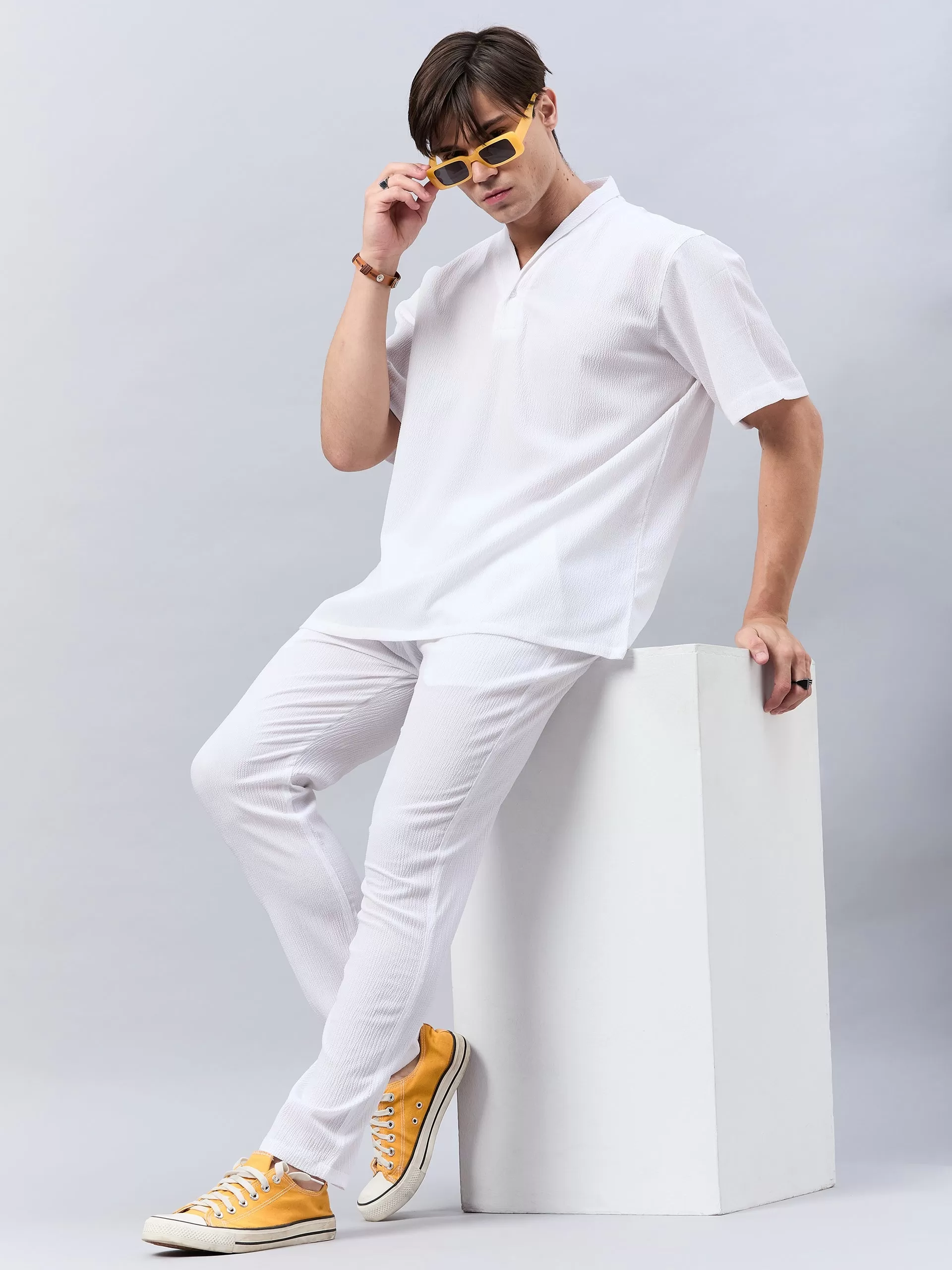 Style Quotient Men White Co-Ord Set