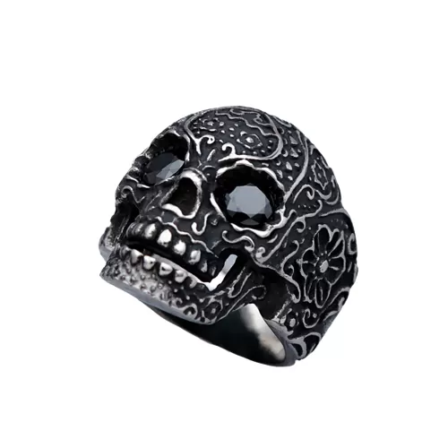 Sugar Skull Ring, Stainless Steel