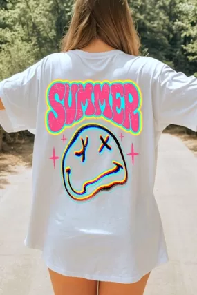 Summer Neon Face Back Printed Graphic T Shirts