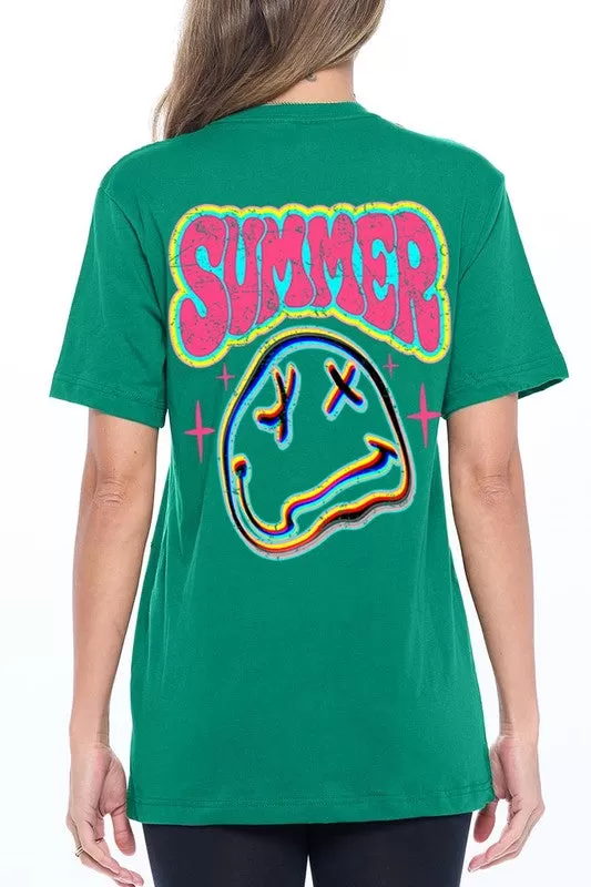 Summer Neon Face Back Printed Graphic T Shirts