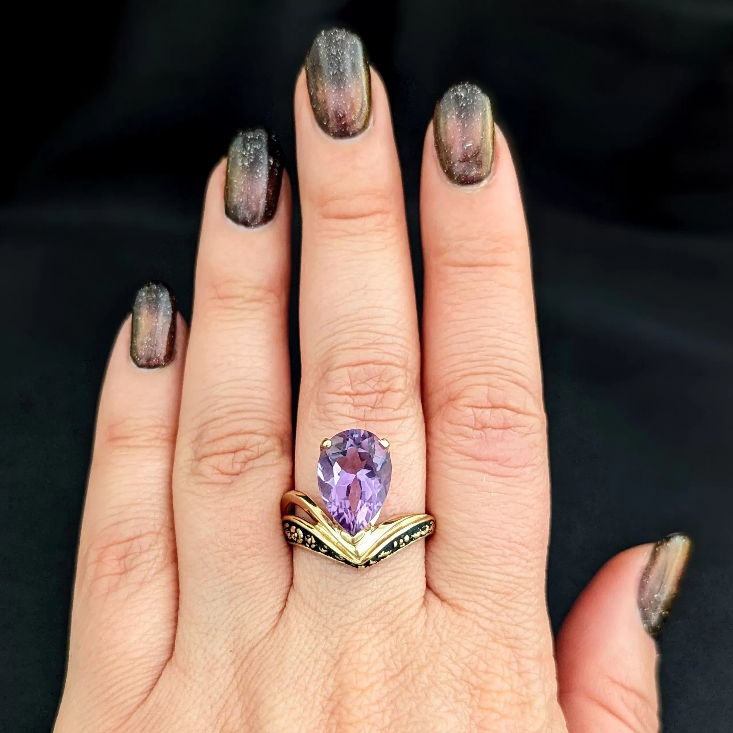 The Conway - Vintage KABANA Amethyst 10k Gold Enamel Cocktail Ring