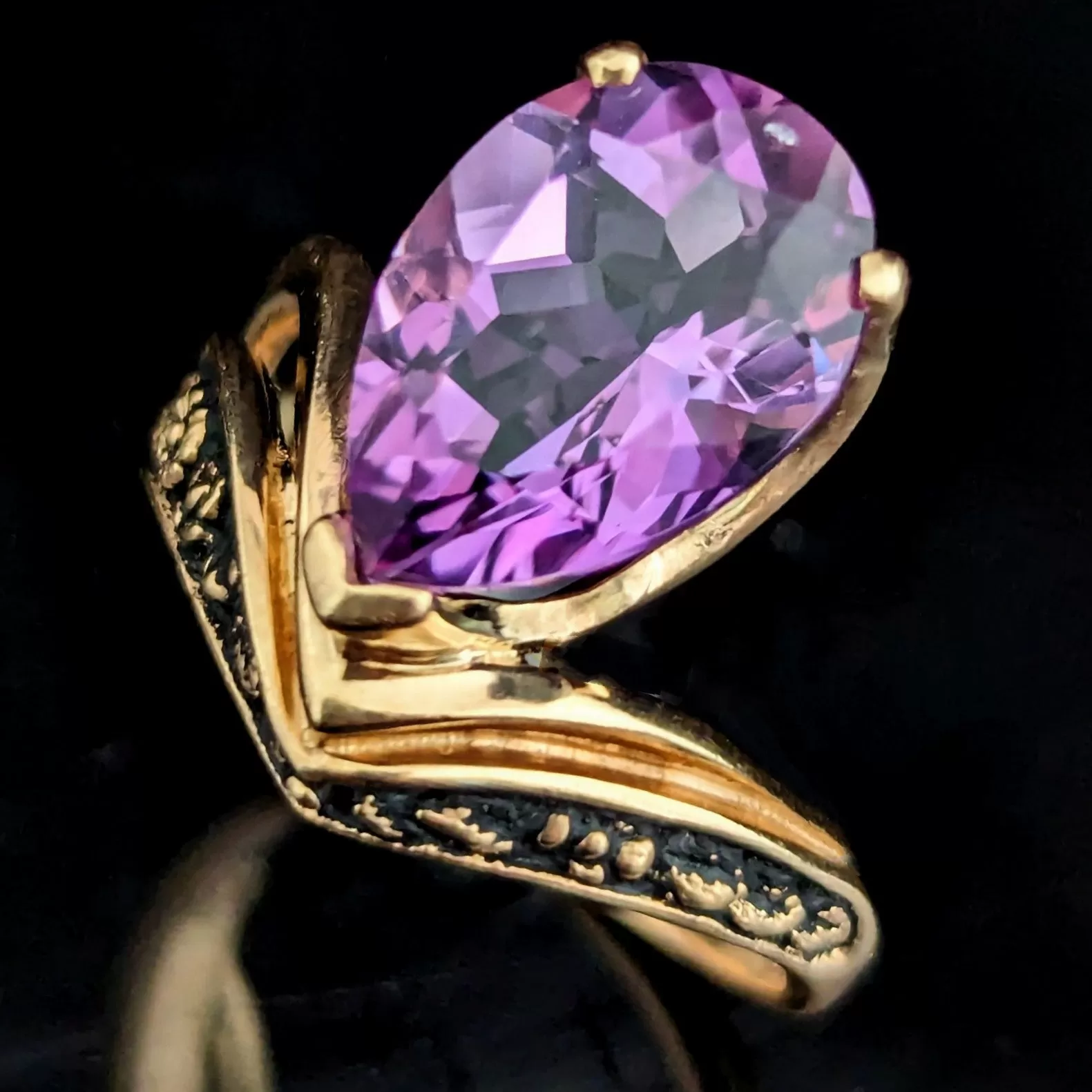 The Conway - Vintage KABANA Amethyst 10k Gold Enamel Cocktail Ring