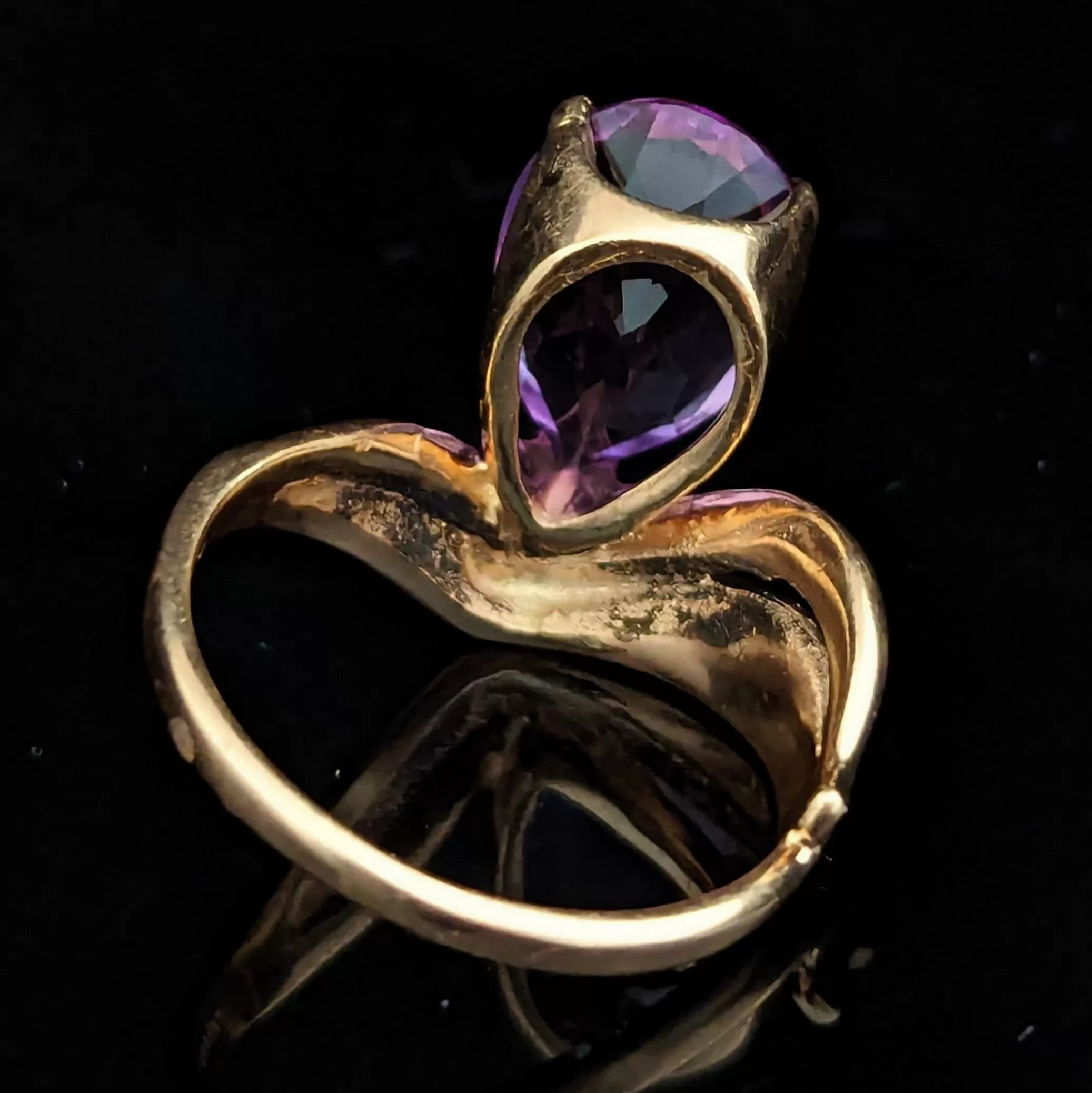 The Conway - Vintage KABANA Amethyst 10k Gold Enamel Cocktail Ring