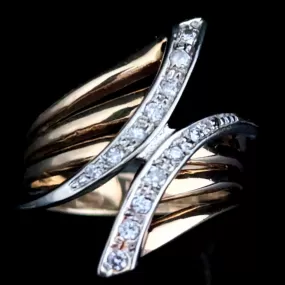 The Montpelier - Vintage Diamond 14k Gold Bypass Statement Ring