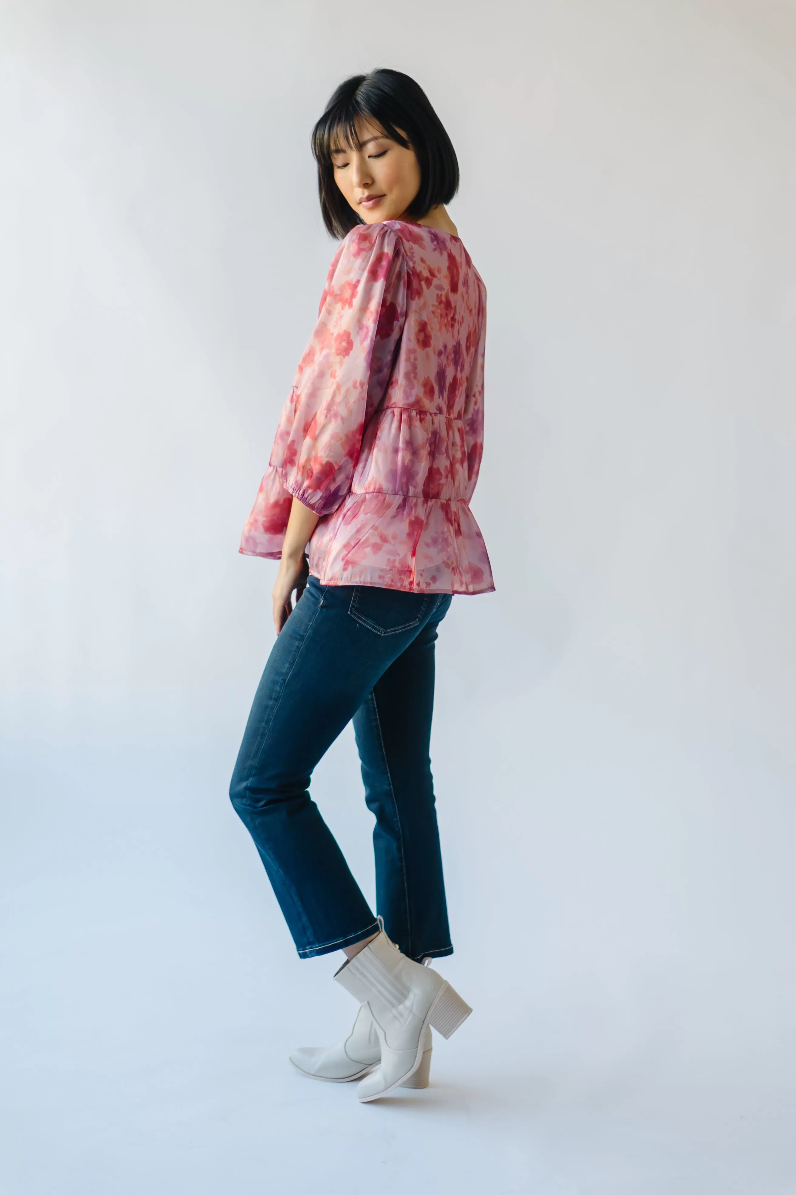 The Parkman Floral Organza Blouse in Blush