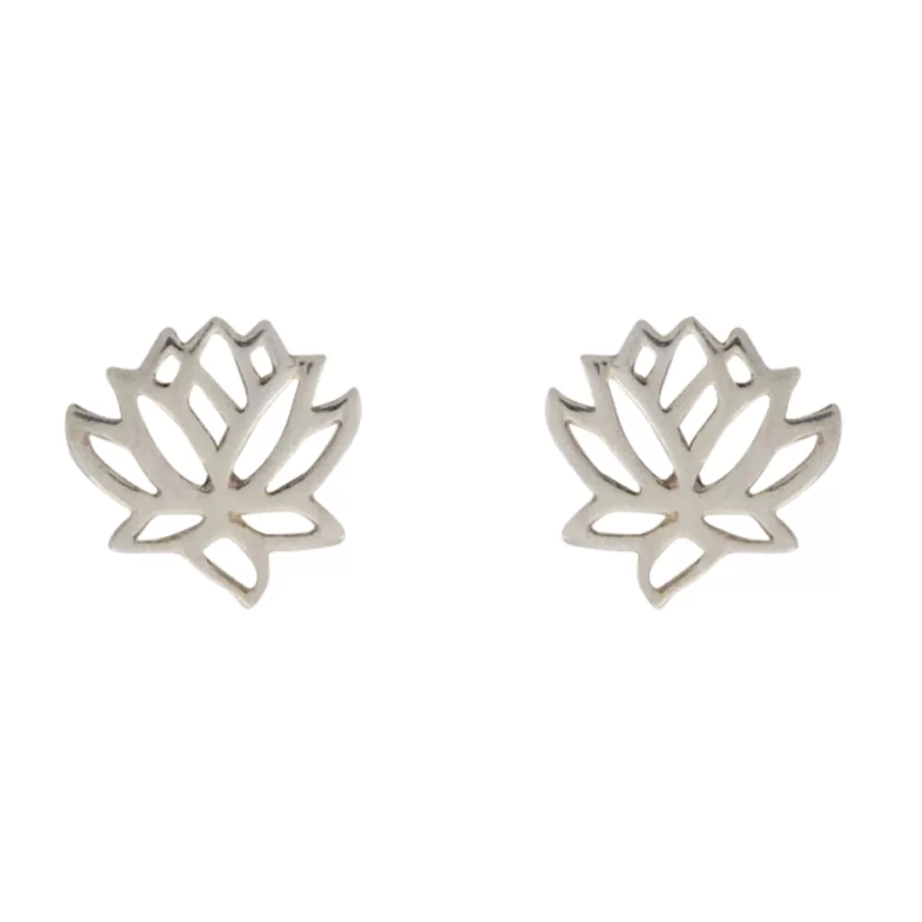 Tiny Charm Post Earrings - Lotus Flower