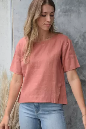 Trust SS Brick Boxy Linen Wide Neck Top