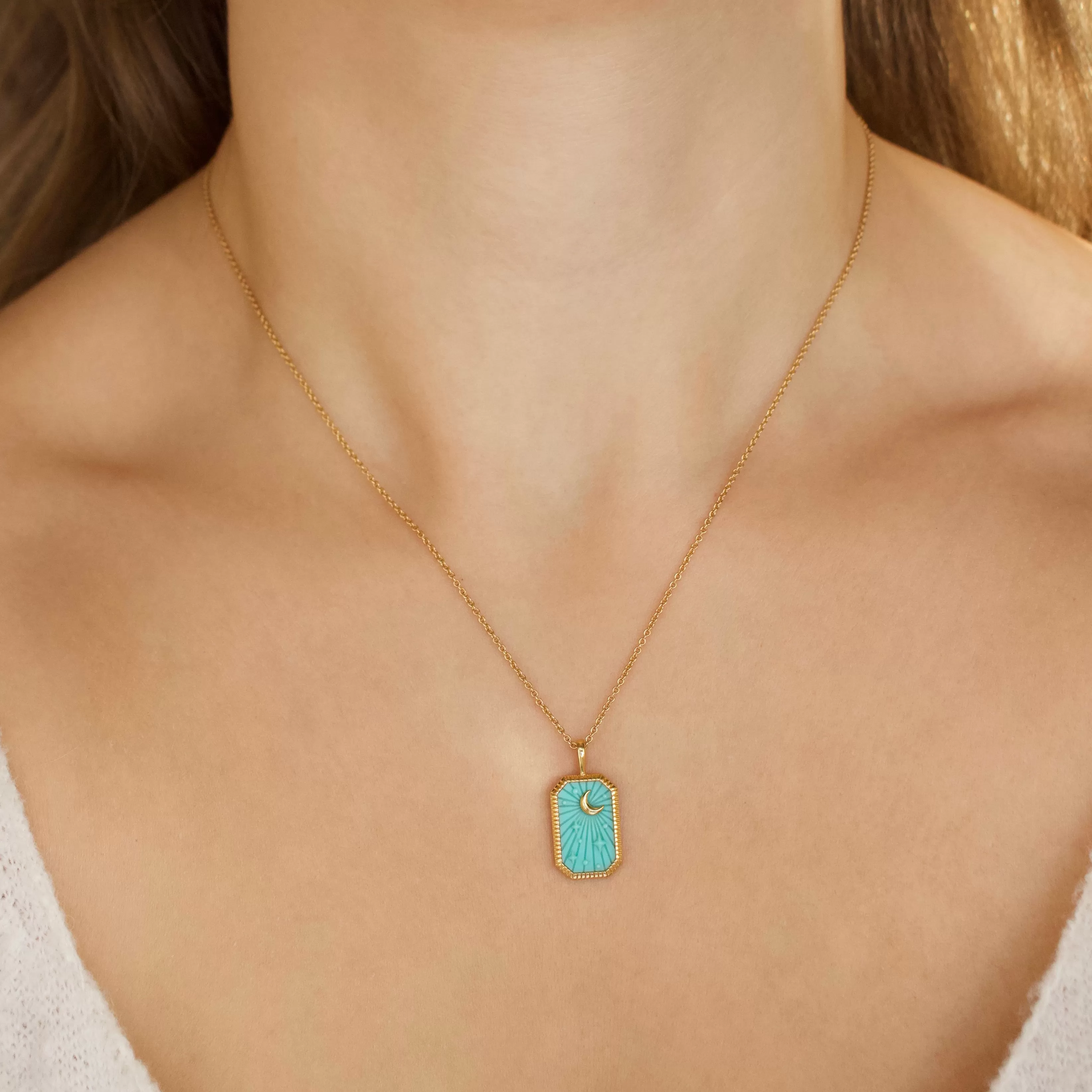 Turquoise Tarot Card Necklace