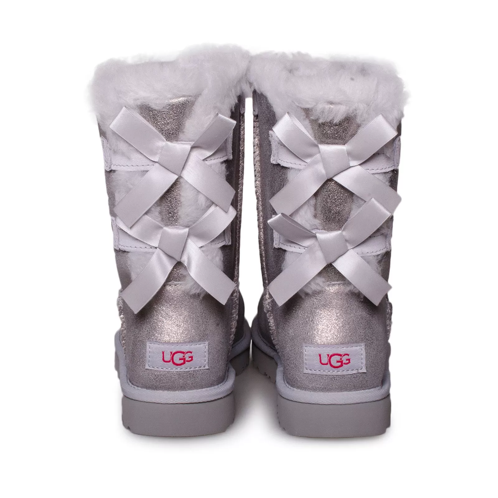 UGG Bailey Bow Glisten Metallic Grey Boots - Women's