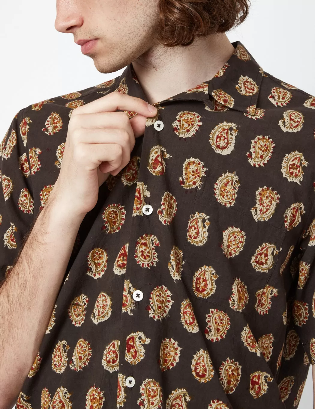 Universal Works Road Shirt (Kalamkari Print) - Brown