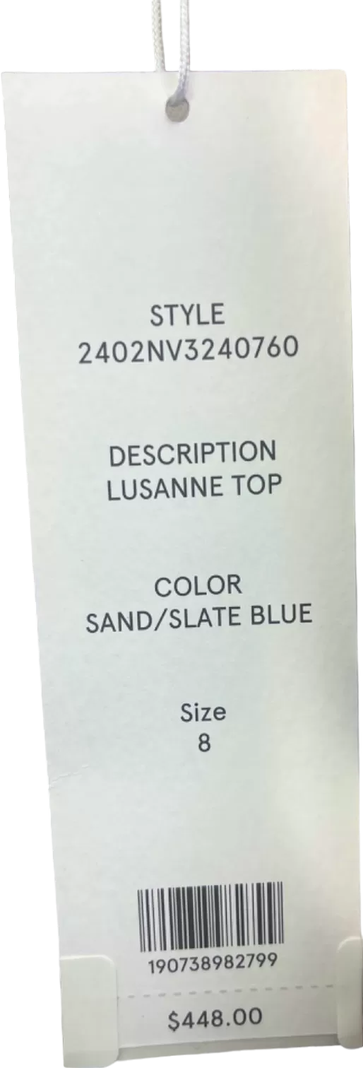 Veronica Beard Sand/Slate Blue Lusanne Top UK Size 12