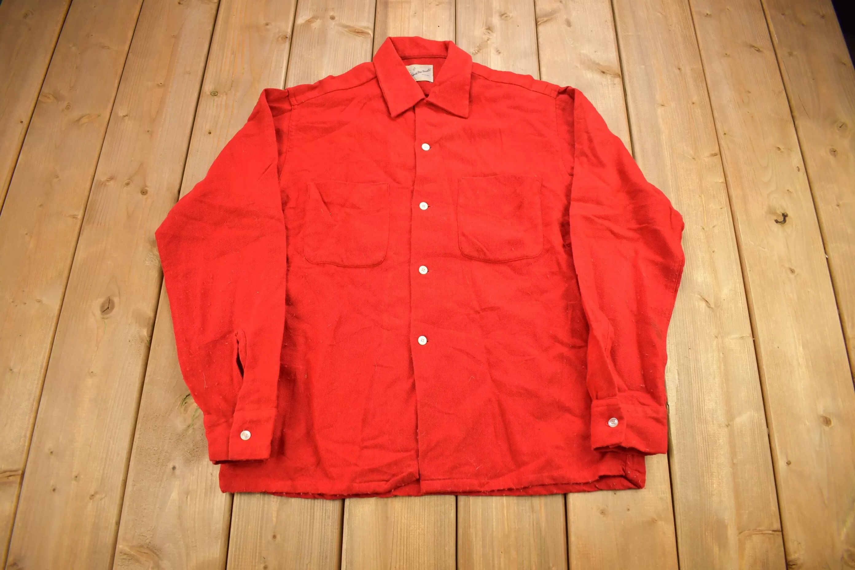 Vintage 1970s Sandy Mac Donald Red Button Up Shirt / 1970's Button Up / Vintage Shirt / True Vintage / Solid Button Up