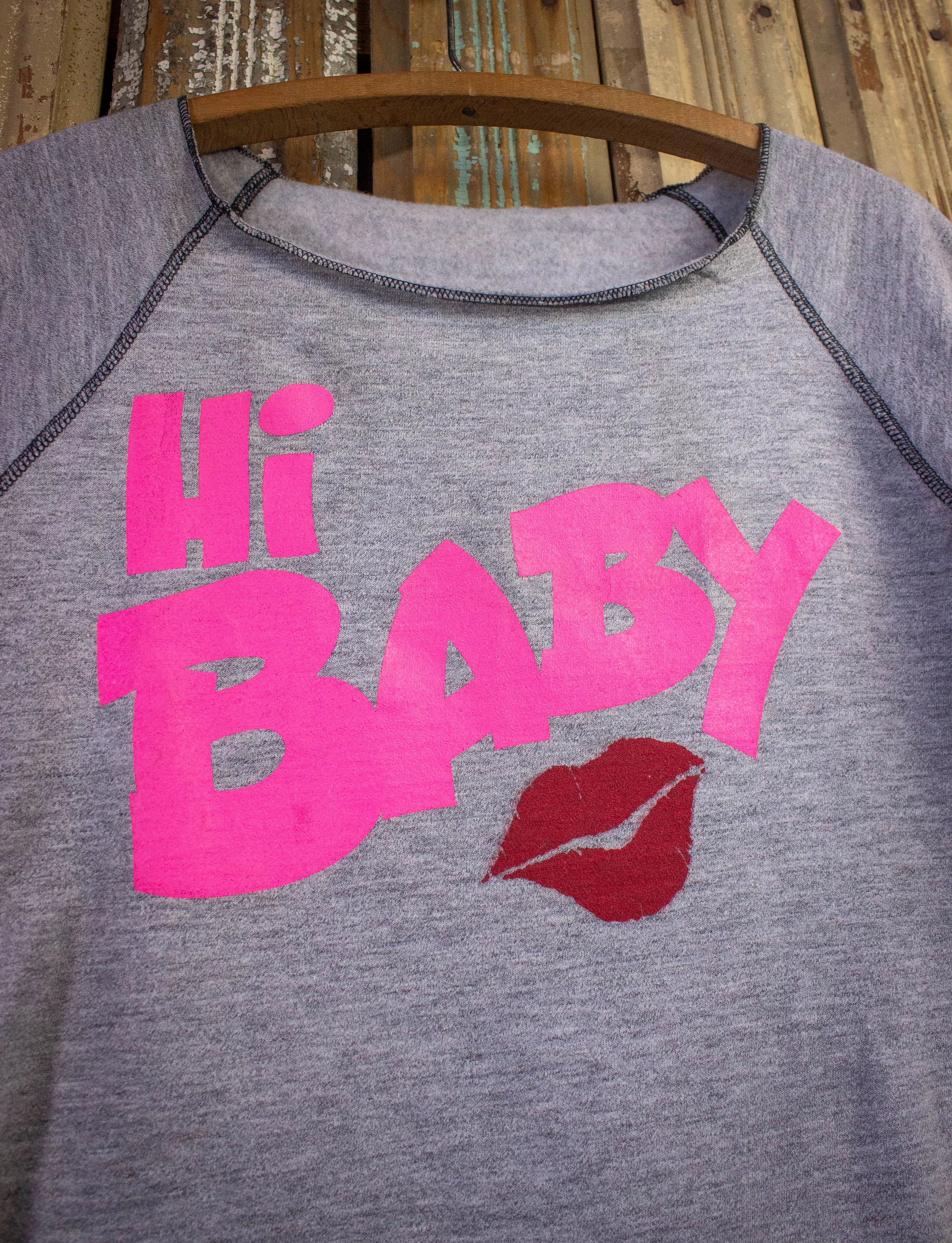 Vintage Hi Baby Short Sleeve Sweatshirt 80s Gray Medium