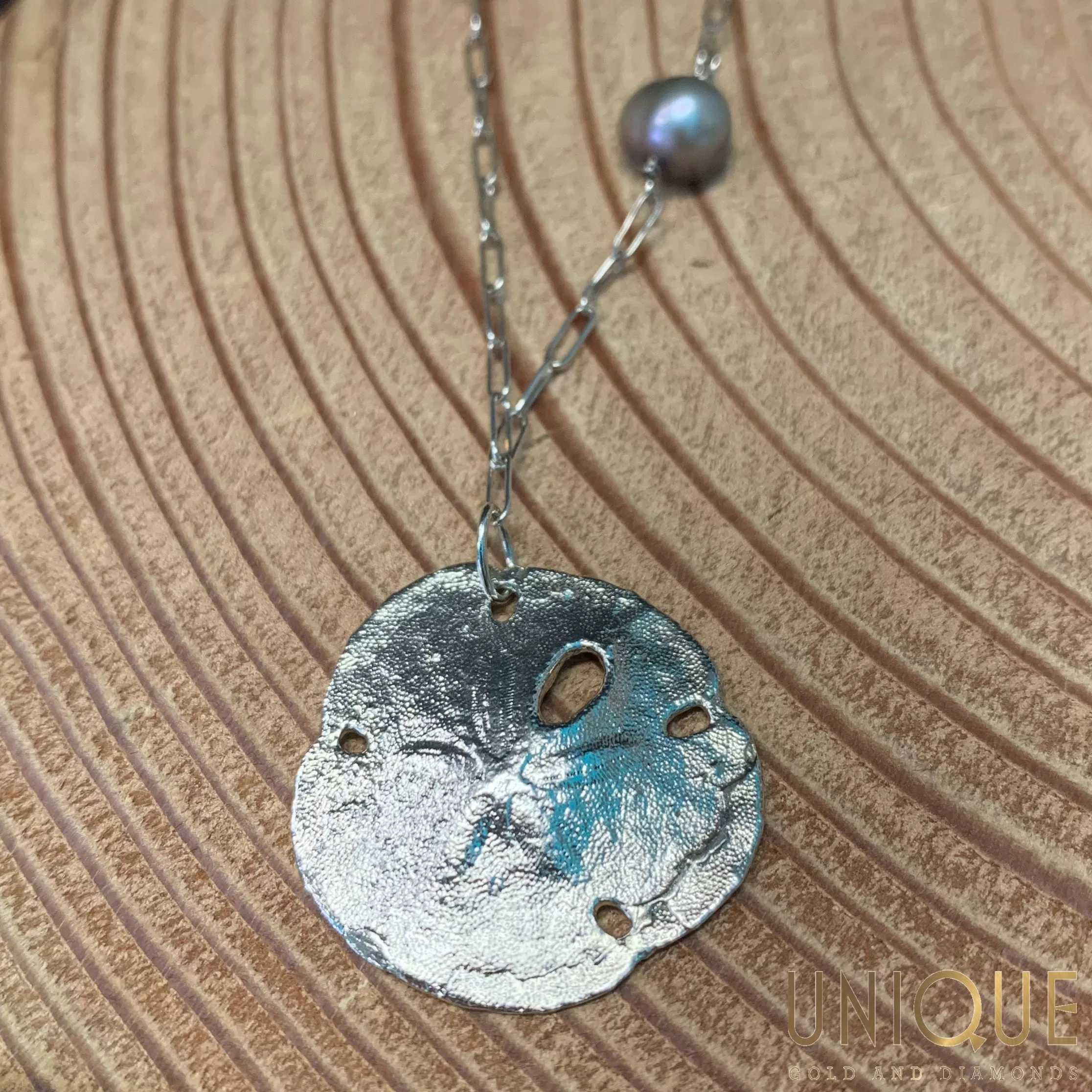 Vintage Sterling Silver Sand Dollar Necklace