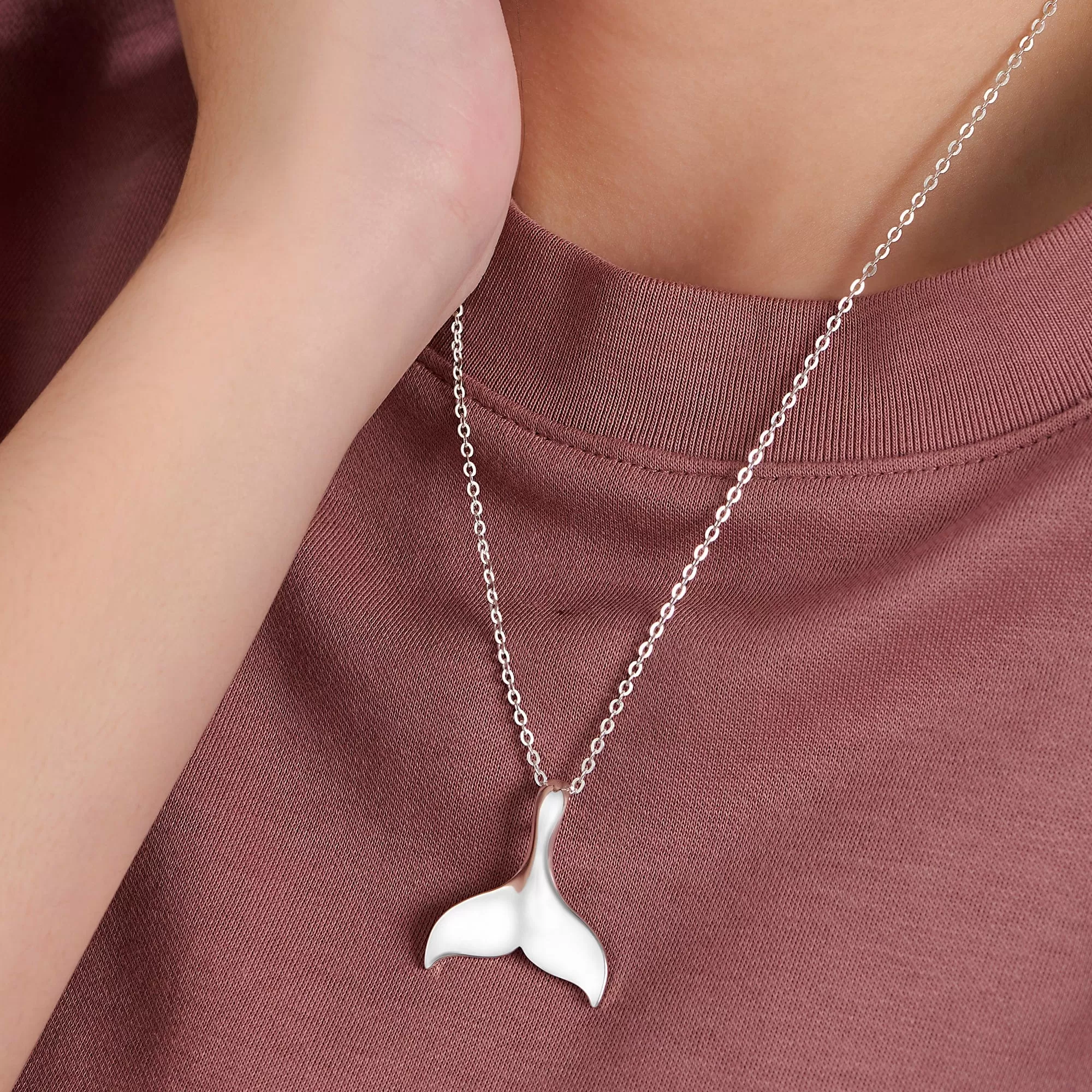 Whale Tail Necklace Sterling Silver Chain