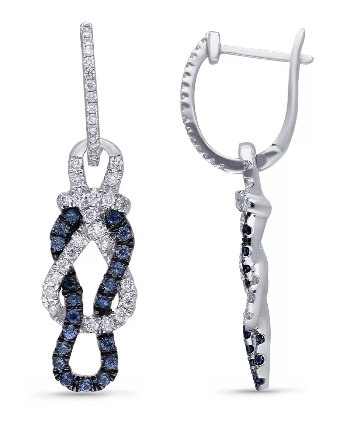 White Gold Sapphire & Diamond Captain Earrings