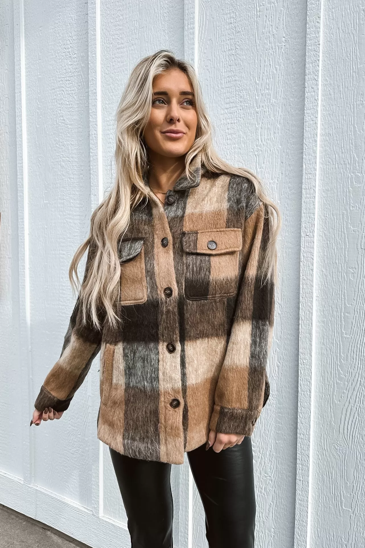 Windy City Wool Plaid Jacket Brown FINAL SALE