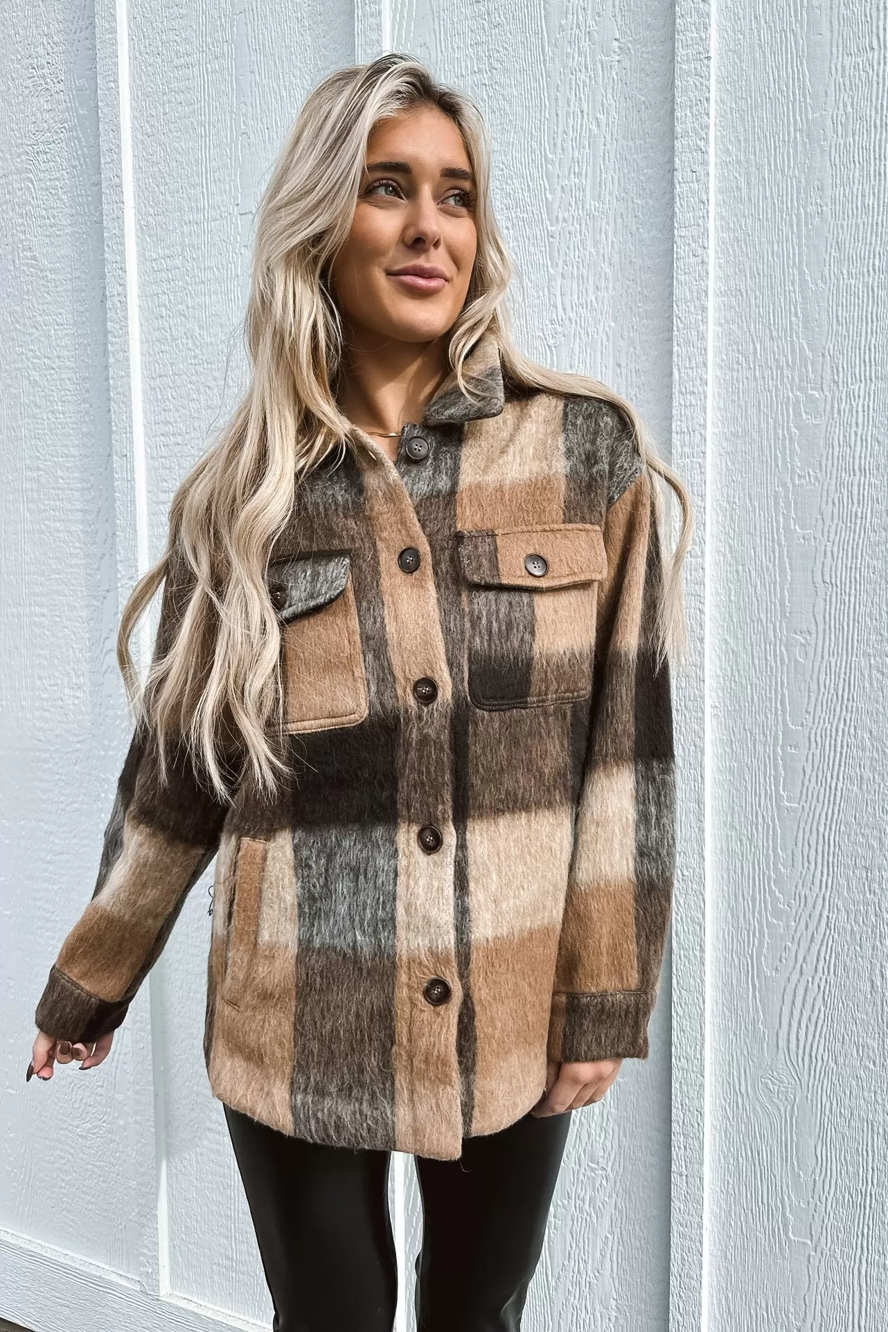 Windy City Wool Plaid Jacket Brown FINAL SALE