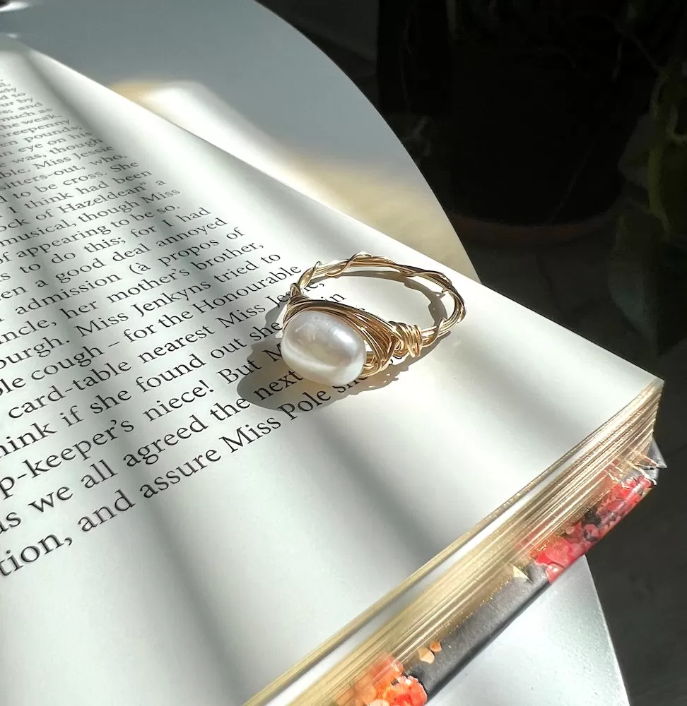 Wire Wrapped Pearl Ring