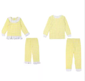 Yellow Check Pjs boys & girls