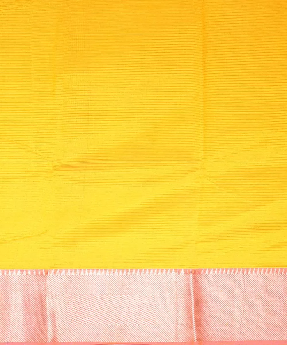 Yellow handwoven mangalagiri cotton silk saree