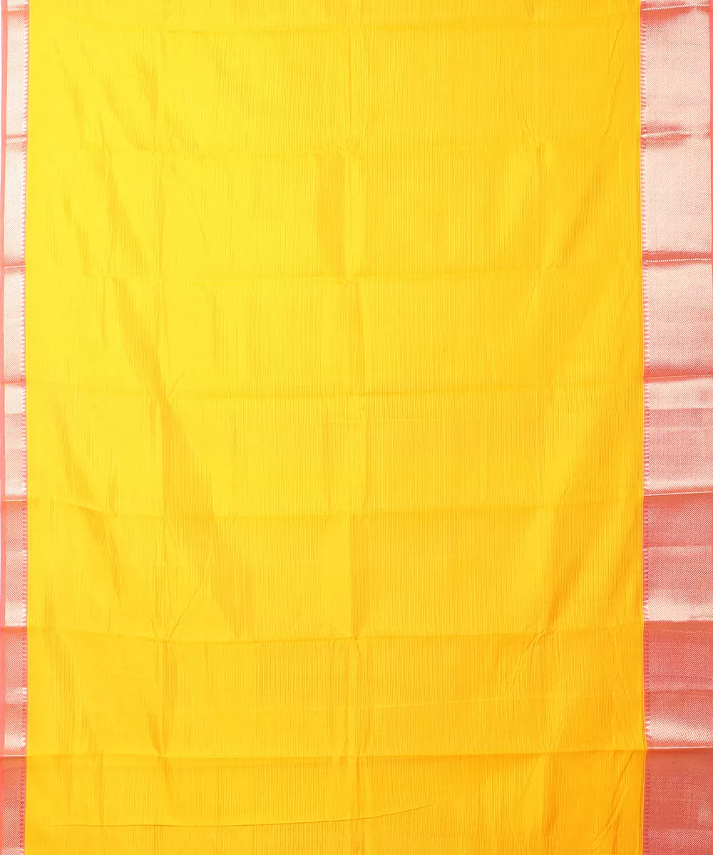 Yellow handwoven mangalagiri cotton silk saree